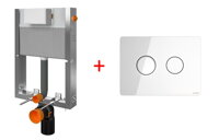 Cersanit SET WC podomietkový rám kombifix + tlačidlo pre podomietkový systém Button pnuematic, biele sklo S97-052+S97-055