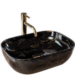 Rea BELINDA BLACK MARBLE SHINY UMÝVADLO NA DOSKU 46,5cm, čierne keramické REA-U8907