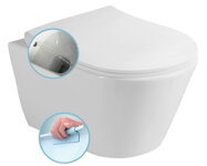 AVVA závesná WC misa s bidet. spŕškou, Rimless, 35,5x53 cm, biela