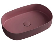 INFINITY OVAL keramické umývadlo na dosku, 55x36 cm, matná Maroon Red