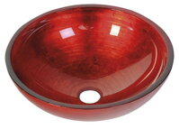 MURANO ROSSO IMPERO sklenené umývadlo 40x14cm, červené