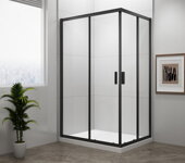 EASY BLACK obdĺžniková sprchová zástena 900x800mm, číre sklo