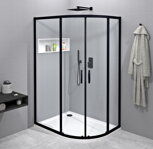 SIGMA SIMPLY BLACK štvrťkruhová sprchová zástena 1200x900mm, R550, číre sklo