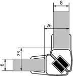 Sada dvoch magnetických tesnení dĺžka 2000mm na 6mm a 8mm sklo, roh