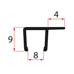 Zvislé tesnenie pre sklo 8mm, 2000mm, čierna