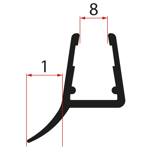 Spodné tesnenie pre otočné sklo 8 mm, 1000 mm
