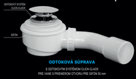 Aquatek ODTOKOVÝ SYSTÉM CLICK-CLACK a SIFÓN k vani z liateho mramoru