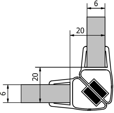 Sada dvoch magnetických tesnení dĺžka 2000mm na 6mm sklo, roh