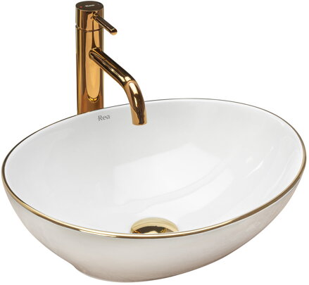 Rea SOFIA GOLD EDGE UMÝVADLO NA DOSKU, 41 cm, keramické REA-U3287