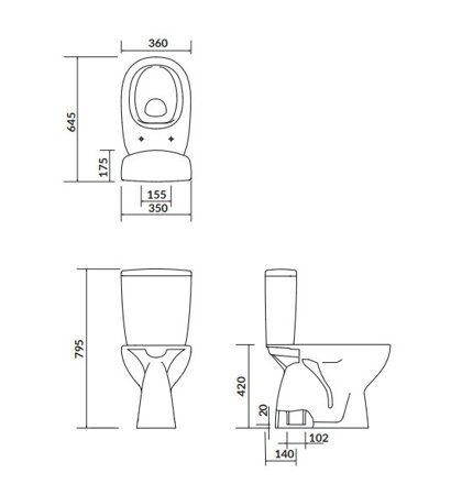 Cersanit ARTECO WC MISA STOJACA, Clean On + sedátko, 3/5 l, biele keramické K667-074