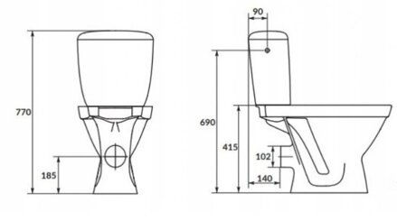 Cersanit CERSANIA WC MISA STOJACA, Simple On + sedátko duroplast, zadný odpad 3/6 l, biele keramické K11-2337