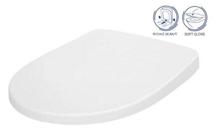 Cersanit MODUO SLIM SEDÁTKO DUROPLAST, ANTIBAKT., ONE BUTTON, Soft Close, biela K98-0184