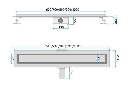 Rea NEOX N PRO NEREZOVÝ SPRCHOVÝ ŽĽAB 800 mm, chróm kartáčovaný REA-G5809