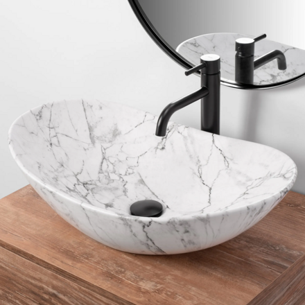 Rea ROYAL STATUARIO MARBLE MATT UMÝVADLO NA DOSKU, imitácia kameňa keramické REA-U8010