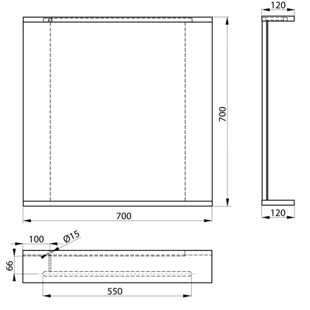 KORIN STRIP zrkadlo s LED osvetlením 70x70x12cm