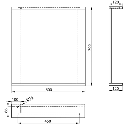 KORIN STRIP zrkadlo s LED osvetlením 60x70x12cm, dub platin