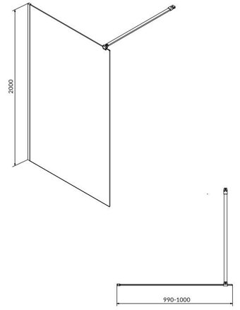 Cersanit MILLE SPRCHOVÁ STENA WALK-IN 100x200 čierne, sklo číre S161-003